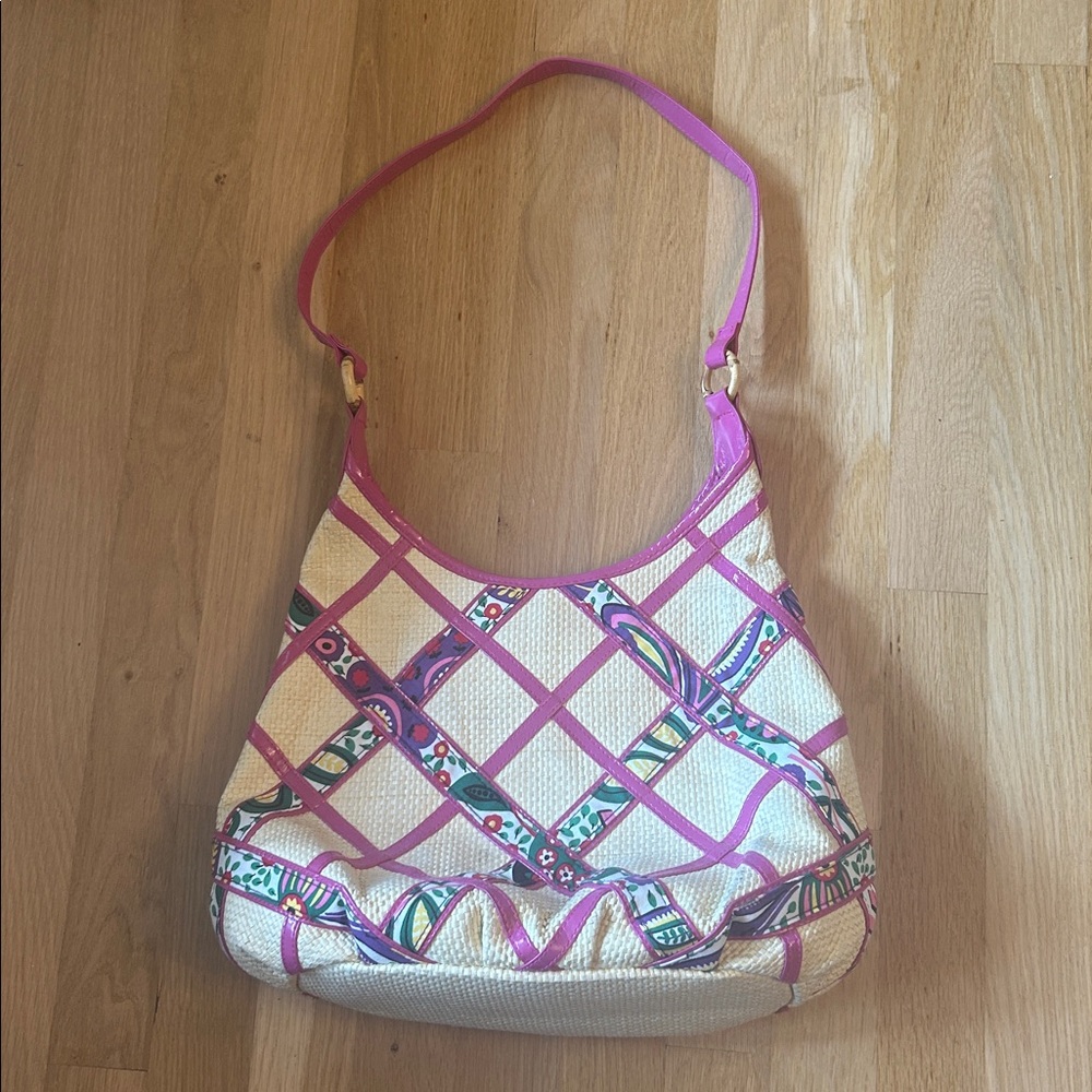 Vera Bradley Purse Viva La Vera Retired Rattan Straw Hobo Shoulder Bag Pink - Picture 8 of 16